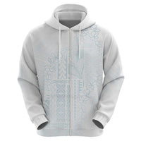 Samoa Lotu Tamaiti Mamanu Siapo Zip Hoodie Off White Plumeria - Polynesian Pride