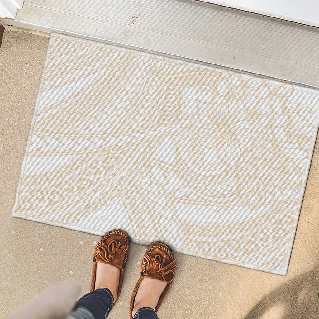 Samoa Lotu Tamaiti Ivory Rubber Doormat Teuila Tatau - Polynesian Pride