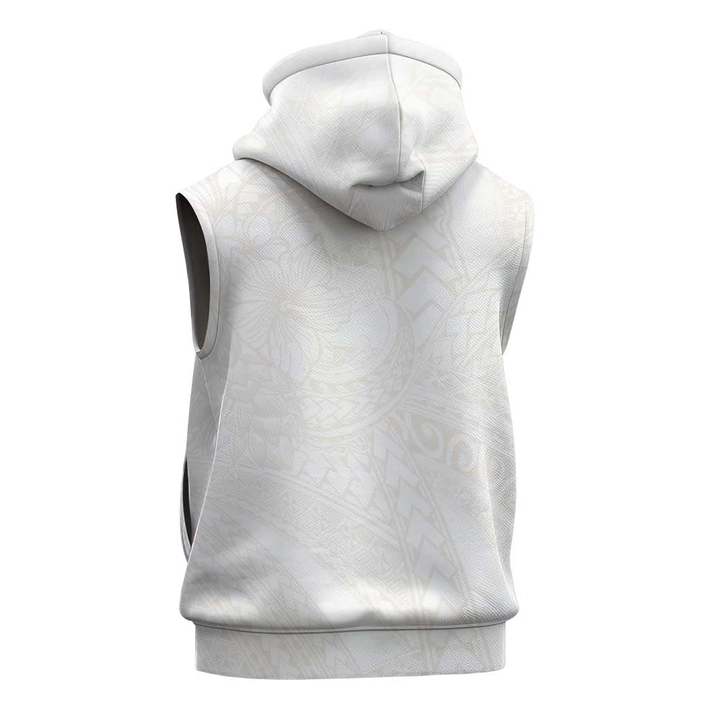 Samoa Lotu Tamaiti Ivory Sleeveless Hoodie Teuila Tatau - Polynesian Pride