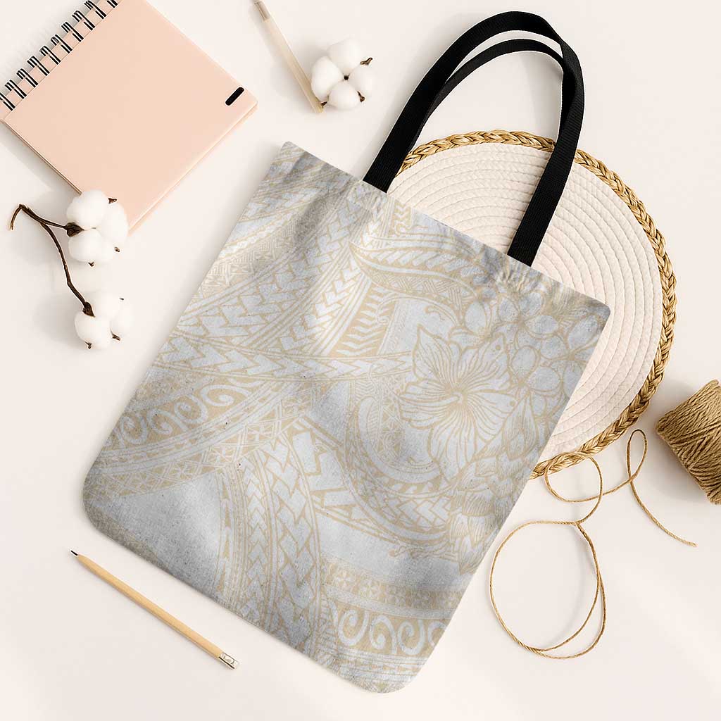 Samoa Lotu Tamaiti Ivory Tote Bag Teuila Tatau LT7 Black Strap One Size Ivory - Polynesian Pride