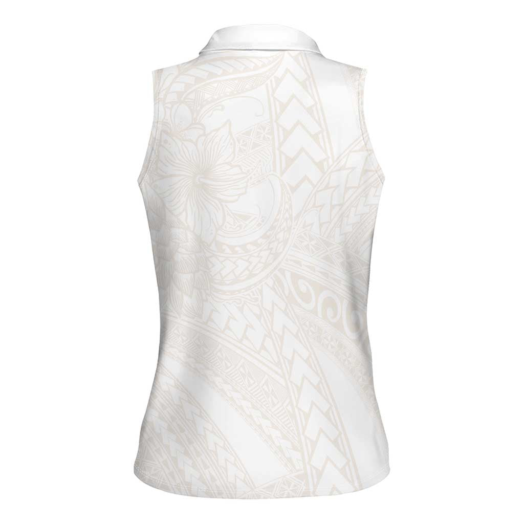 Samoa Lotu Tamaiti Ivory Women Sleeveless Polo Shirt Teuila Tatau - Polynesian Pride