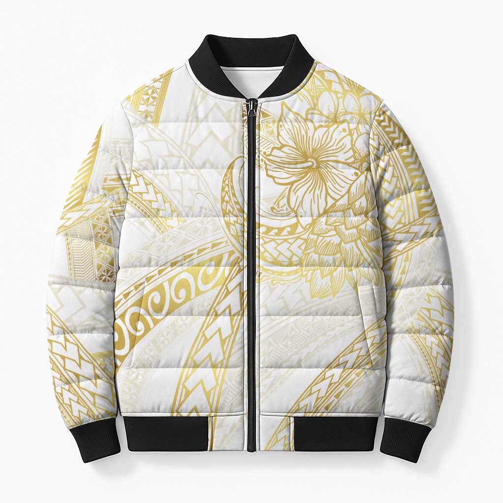 Samoa Lotu Tamaiti Gold Bomber Puffer Jacket Teuila Tatau - Polynesian Pride