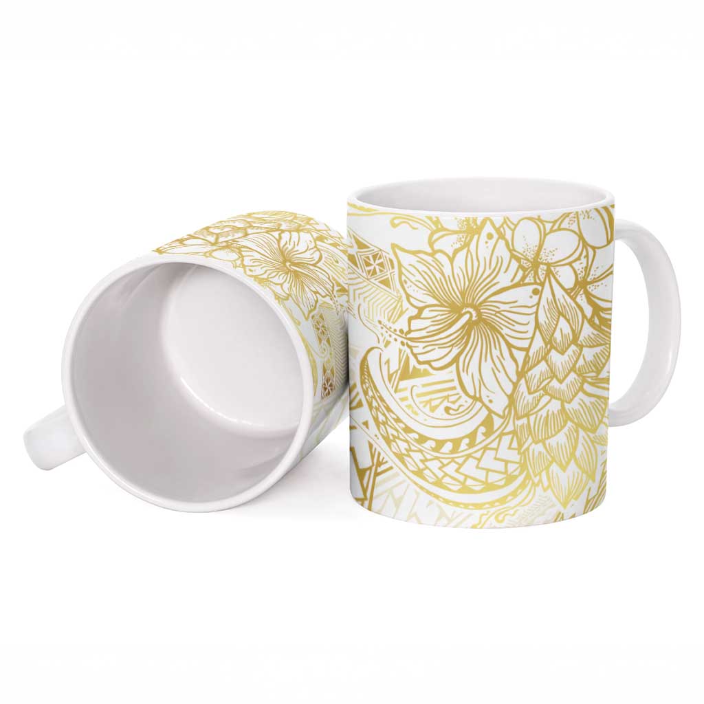 Samoa Lotu Tamaiti Gold Ceramic Mug Teuila Tatau - Polynesian Pride