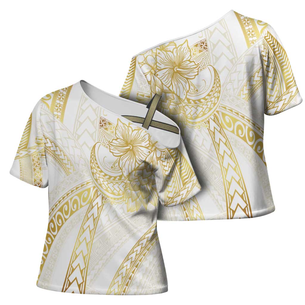 Samoa Lotu Tamaiti Gold Cross Shoulder Shirt Teuila Tatau - Polynesian Pride
