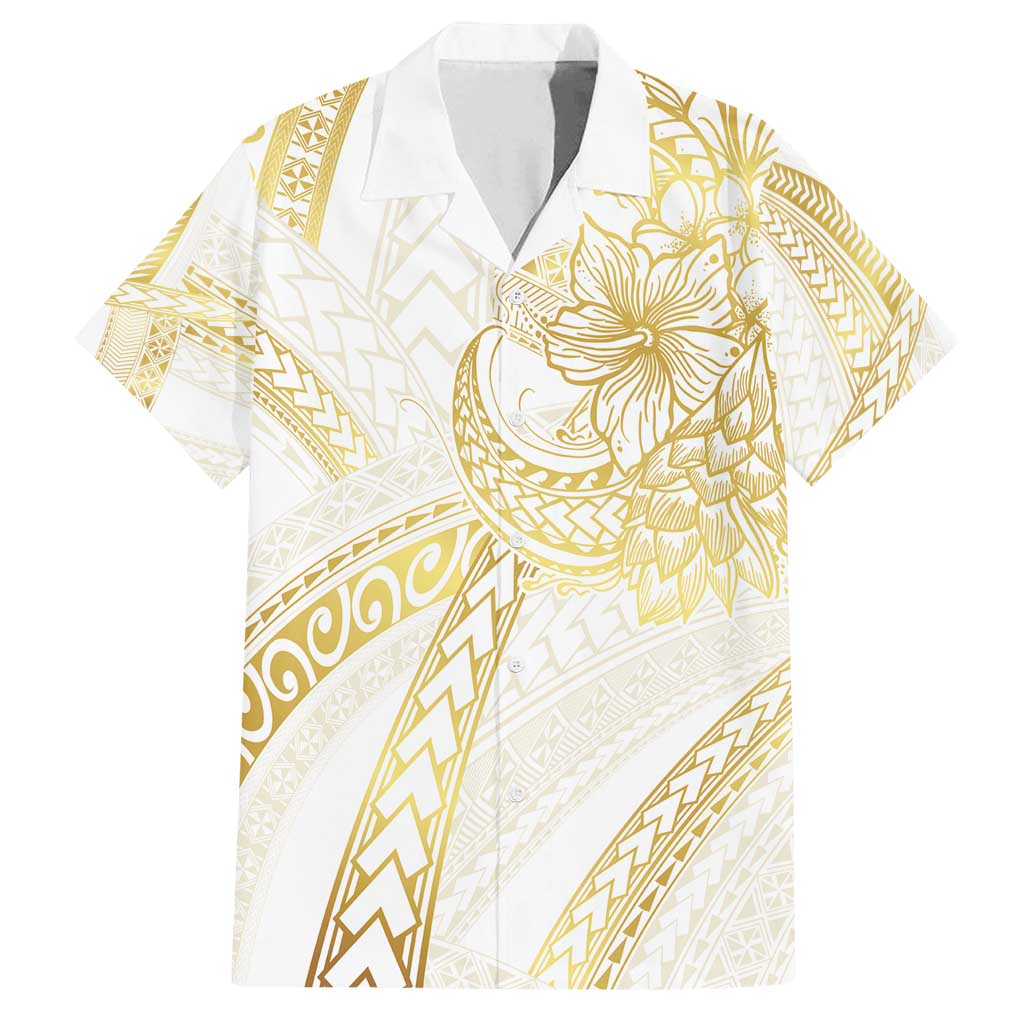 Samoa Lotu Tamaiti Gold Family Matching Off Shoulder Maxi Dress and Hawaiian Shirt Teuila Tatau - Polynesian Pride