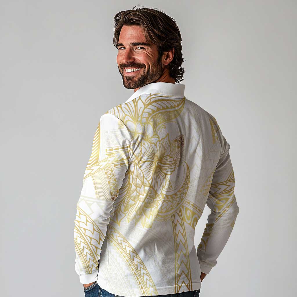 Samoa Lotu Tamaiti Gold Long Sleeve Polo Shirt Teuila Tatau - Polynesian Pride