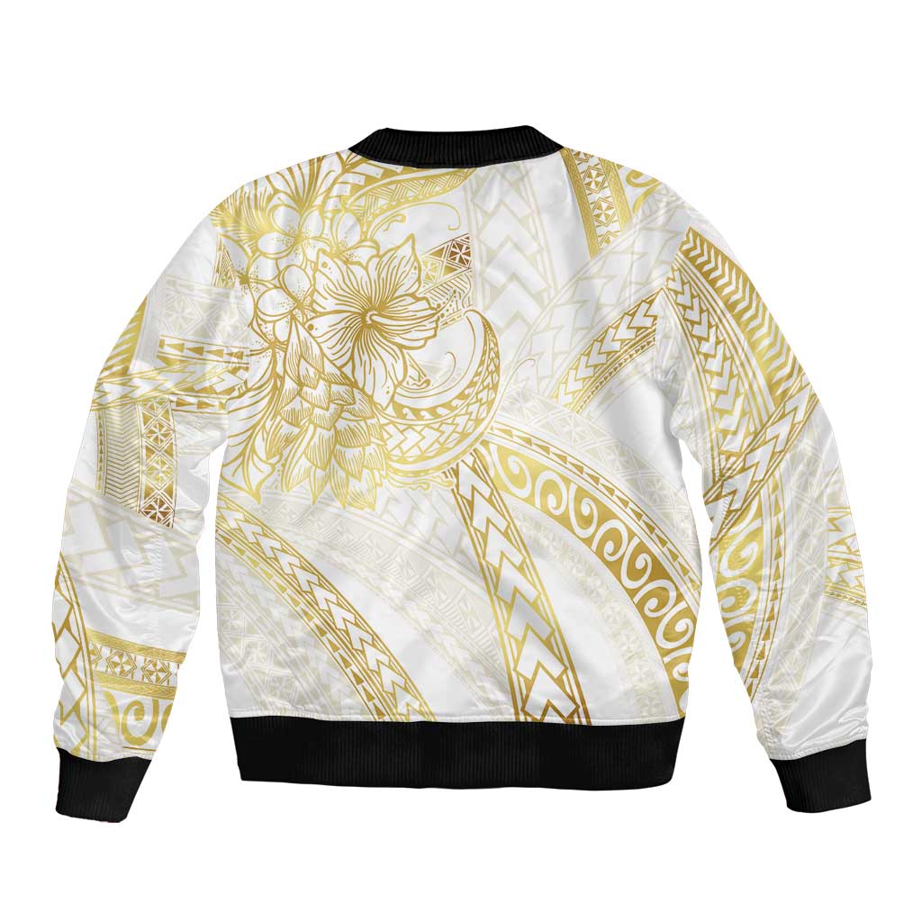 Samoa Lotu Tamaiti Gold Sleeve Zip Bomber Jacket Teuila Tatau - Polynesian Pride