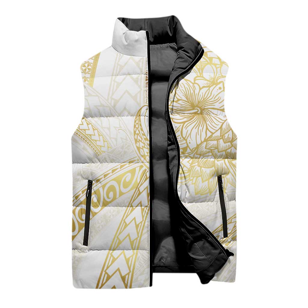 Samoa Lotu Tamaiti Gold Sleeveless Puffer Jacket Teuila Tatau - Polynesian Pride