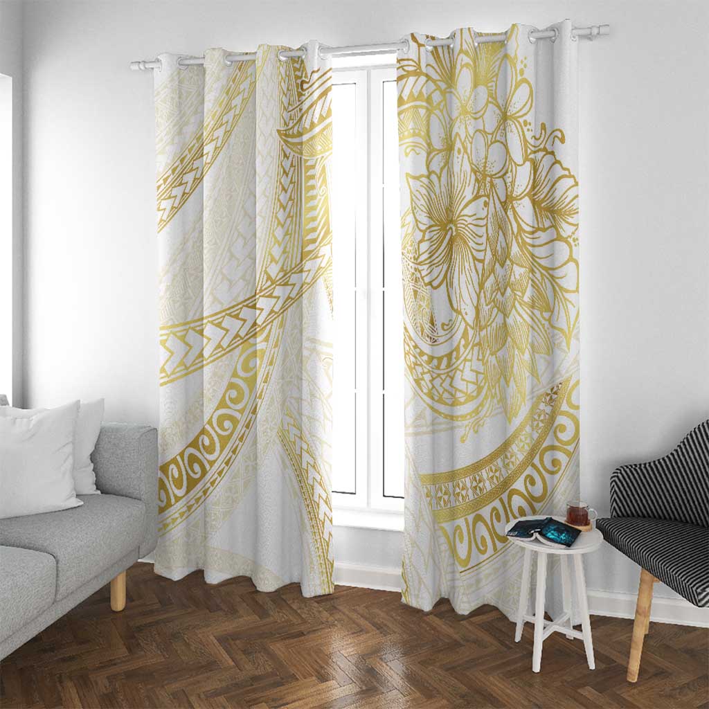 Samoa Lotu Tamaiti Gold Window Curtain Teuila Tatau LT7 With Grommets Gold - Polynesian Pride