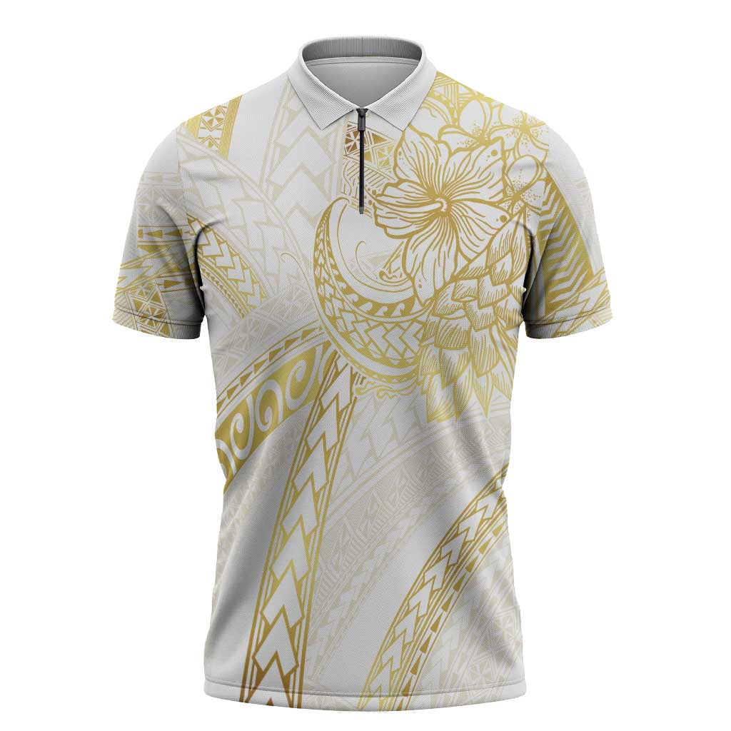 Samoa Lotu Tamaiti Gold Zipper Polo Shirt Teuila Tatau - Polynesian Pride