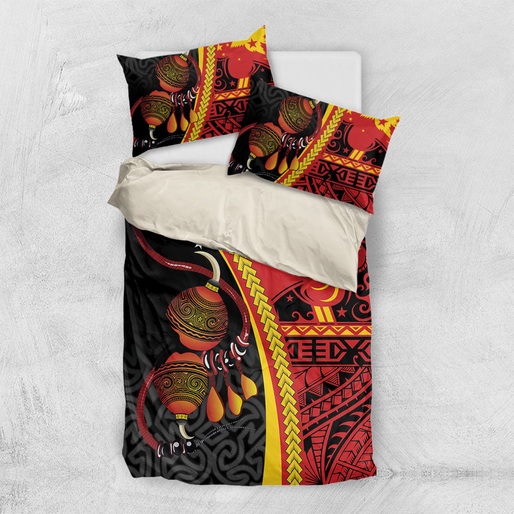 Papua New Guinea Independence Bedding Set PNG Bagi and Lime Pot LT7 US Twin 172cm x 218cm Black - Polynesian Pride