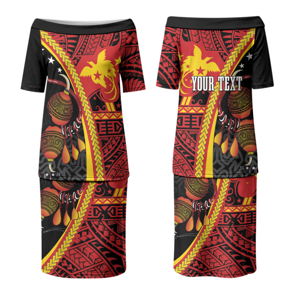 Papua New Guinea Independence Personalised Couples Matching Puletasi and Hawaiian Shirt PNG Bagi and Lime Pot LT7 - Polynesian Pride