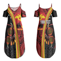 Papua New Guinea Independence Personalised Couples Matching Summer Maxi Dress and Long Sleeve Button Shirt PNG Bagi and Lime Pot LT7 - Polynesian Pride