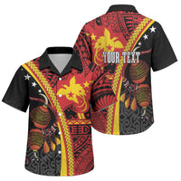 Papua New Guinea Independence Personalised Family Matching Off The Shoulder Long Sleeve Dress and Hawaiian Shirt PNG Bagi and Lime Pot LT7 Son's Shirt Black - Polynesian Pride