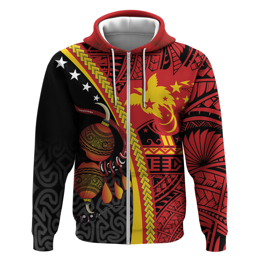 Papua New Guinea Independence Personalised Hoodie PNG Bagi and Lime Pot LT7 Zip Hoodie Black - Polynesian Pride