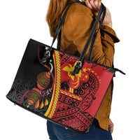 Papua New Guinea Independence Leather Tote Bag PNG Bagi and Lime Pot LT7 - Polynesian Pride