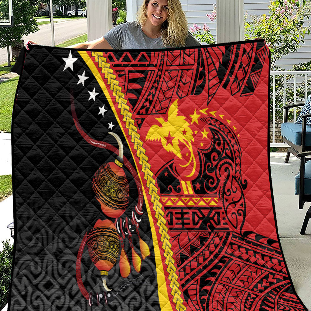 Papua New Guinea Independence Quilt PNG Bagi and Lime Pot LT7 Black - Polynesian Pride