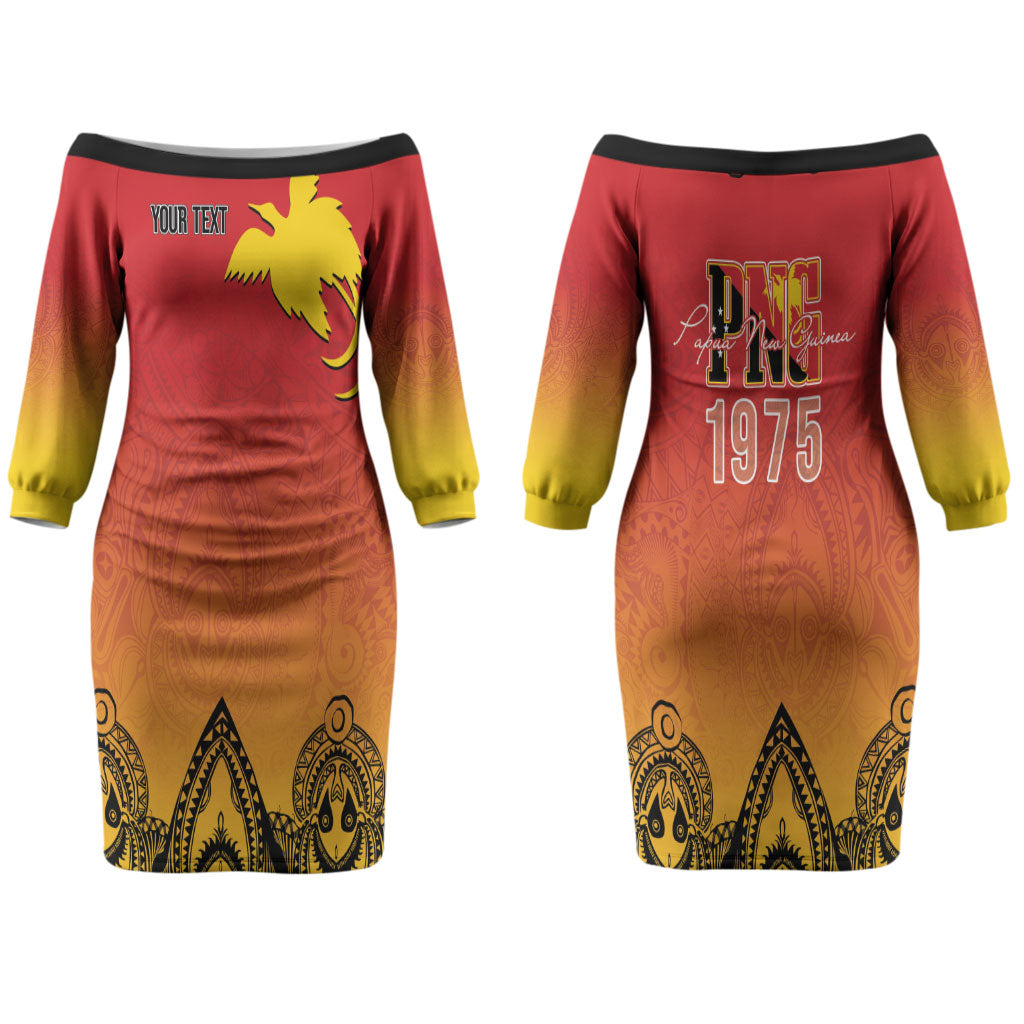 Papua New Guinea 1975 To The Future Personalised Couples Matching Off The Shoulder Long Sleeve Dress and Long Sleeve Button Shirt Sepik Masks LT7 - Polynesian Pride