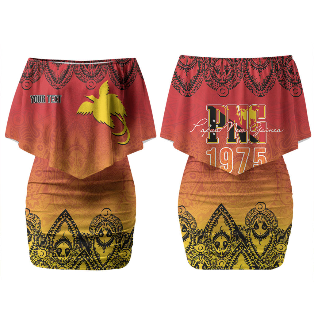 Papua New Guinea 1975 To The Future Personalised Family Matching Off Shoulder Short Dress and Hawaiian Shirt Sepik Masks LT7 Mom's Dress Red - Polynesian Pride
