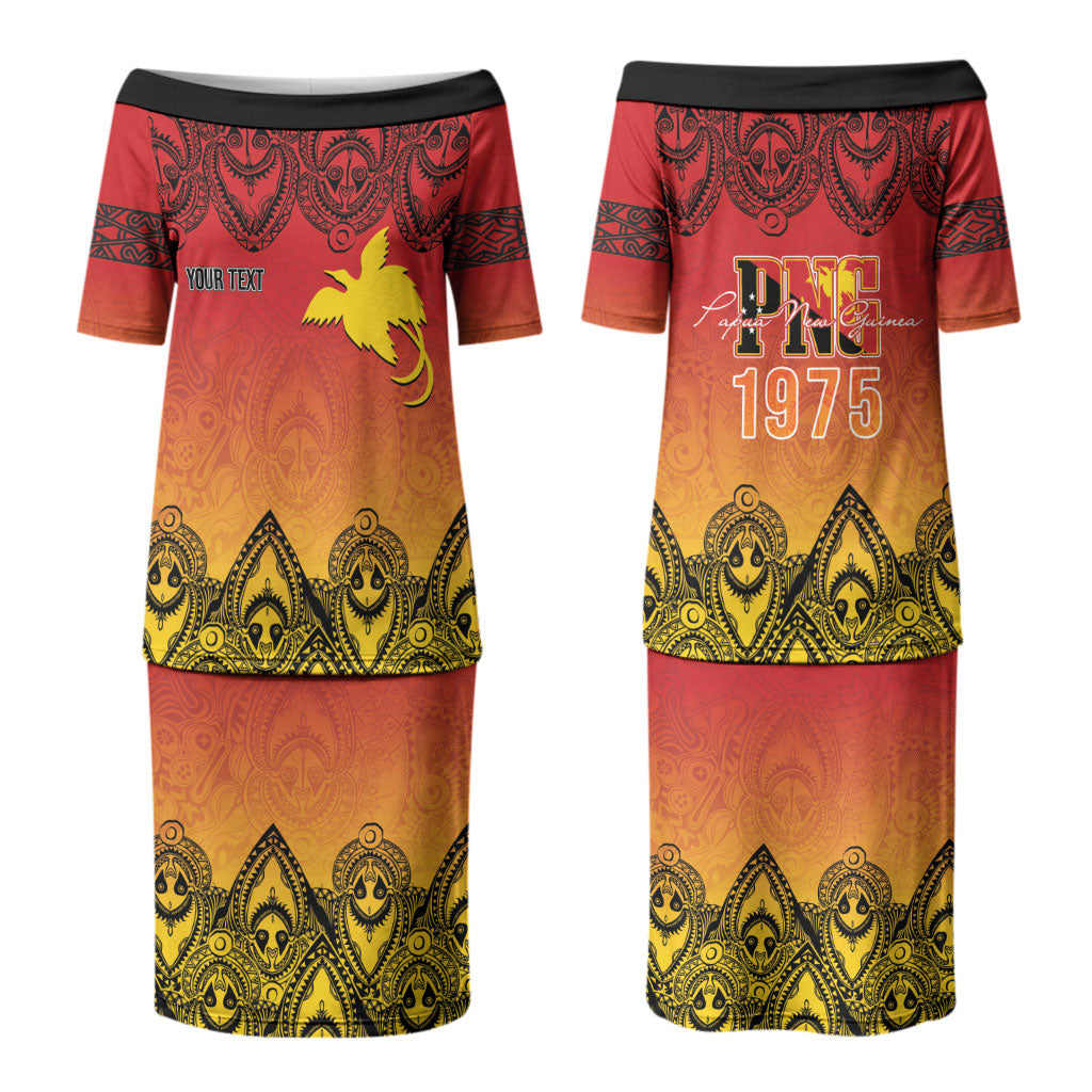 Papua New Guinea 1975 To The Future Personalised Family Matching Puletasi and Hawaiian Shirt Sepik Masks LT7 Mom's Dress Red - Polynesian Pride