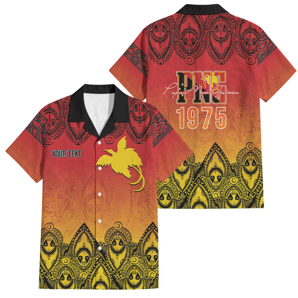 Papua New Guinea 1975 To The Future Personalised Family Matching Puletasi and Hawaiian Shirt Sepik Masks LT7 Dad's Shirt - Short Sleeve Red - Polynesian Pride