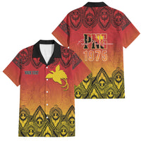 Papua New Guinea 1975 To The Future Personalised Family Matching Puletasi and Hawaiian Shirt Sepik Masks LT7 Dad's Shirt - Short Sleeve Red - Polynesian Pride