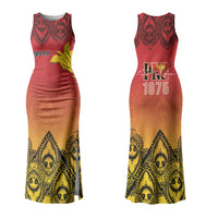 Papua New Guinea 1975 To The Future Personalised Family Matching Tank Maxi Dress and Hawaiian Shirt Sepik Masks LT7 Mom's Dress Red - Polynesian Pride