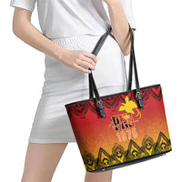 Papua New Guinea 1975 To The Future Leather Tote Bag Sepik Masks LT7 - Polynesian Pride