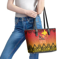 Papua New Guinea 1975 To The Future Leather Tote Bag Sepik Masks LT7 - Polynesian Pride