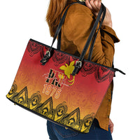 Papua New Guinea 1975 To The Future Leather Tote Bag Sepik Masks LT7 - Polynesian Pride