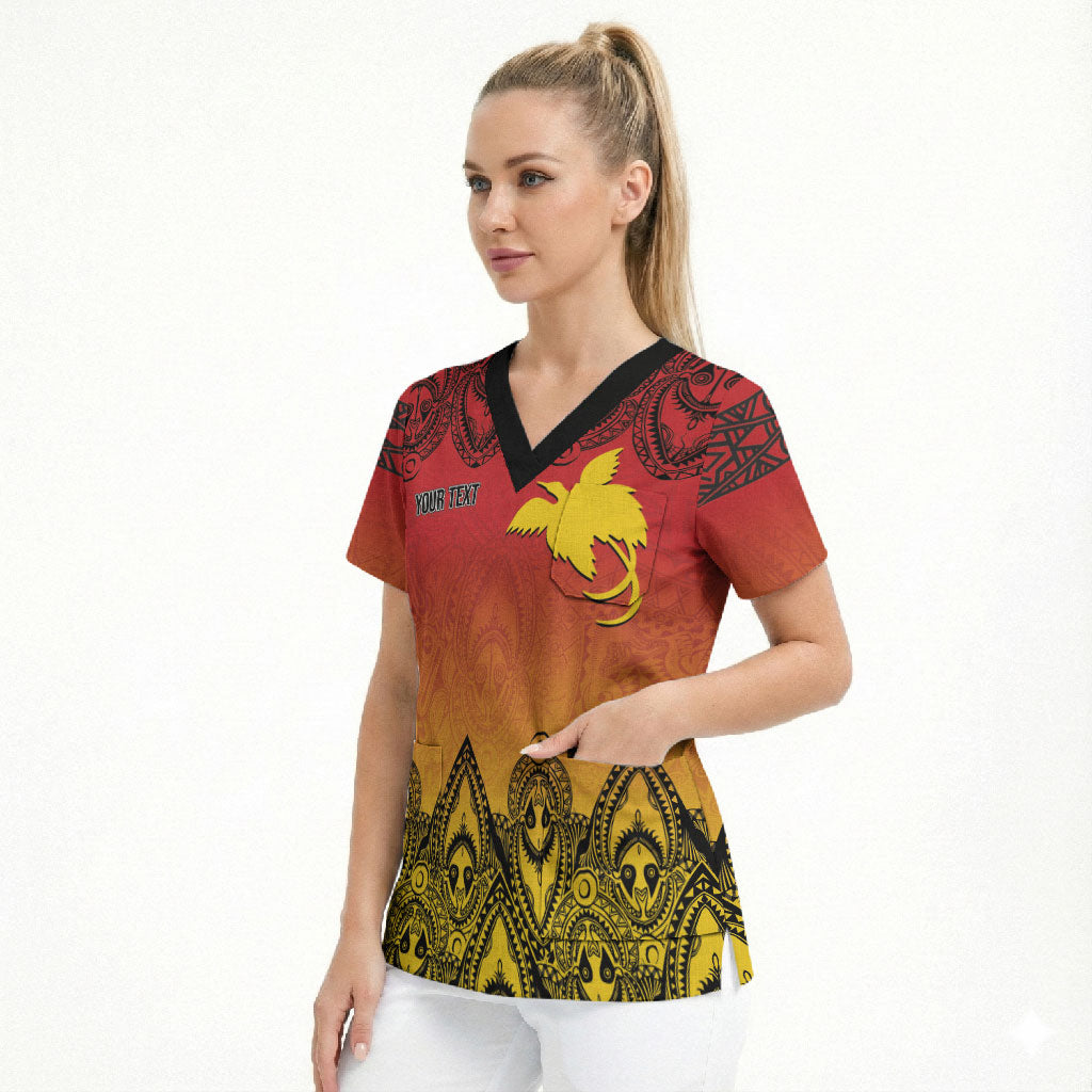 Papua New Guinea 1975 To The Future Personalised Scrub Top Sepik Masks LT7 - Polynesian Pride