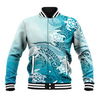 Polynesia Turtle Baseball Jacket Watercolor Abstract Style