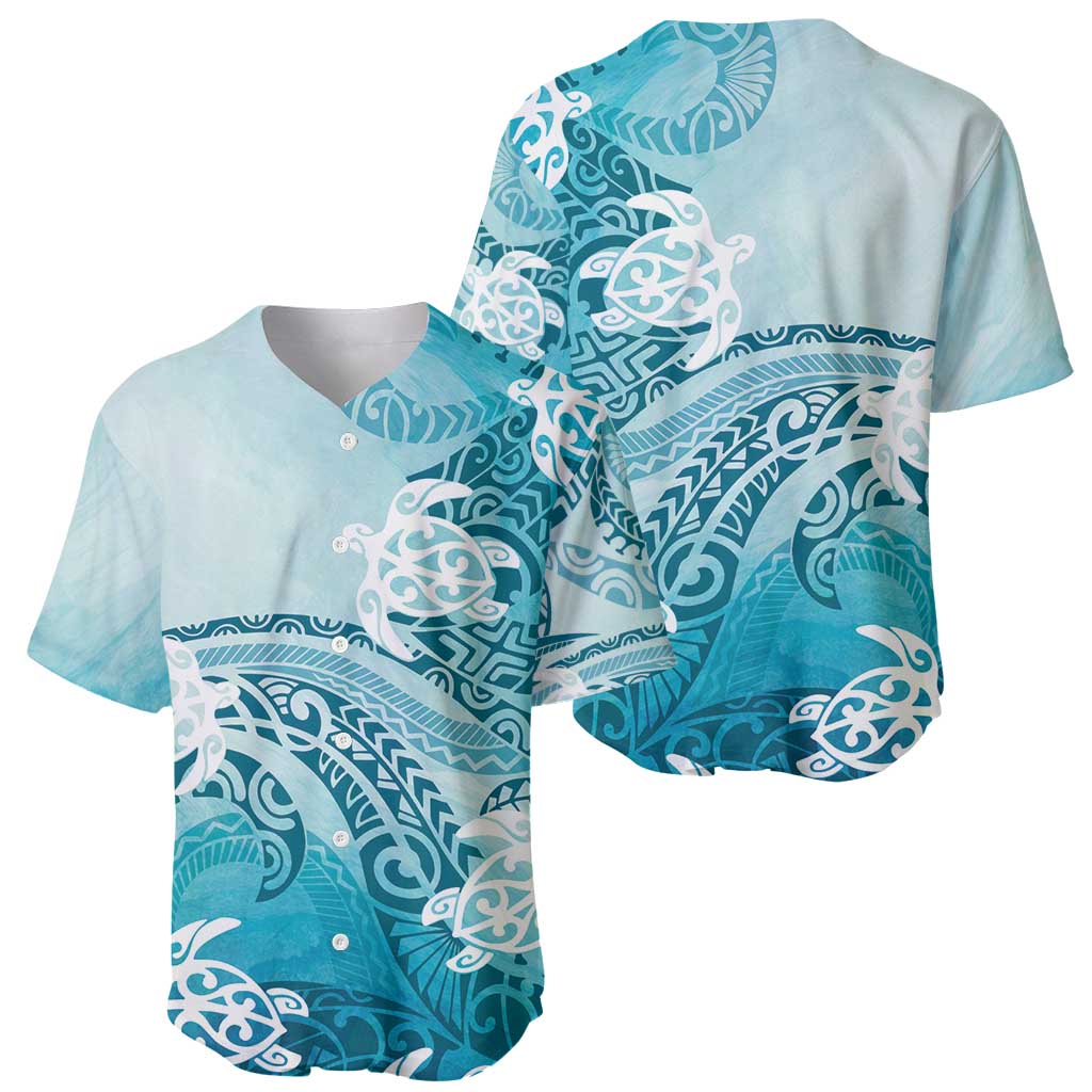 Polynesia Turtle Baseball Jersey Watercolor Abstract Style LT7 - Polynesian Pride