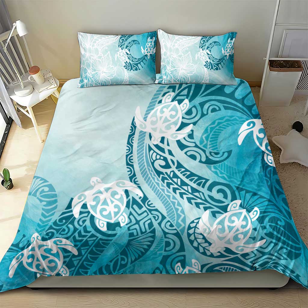 Polynesia Turtle Bedding Set Watercolor Abstract Style