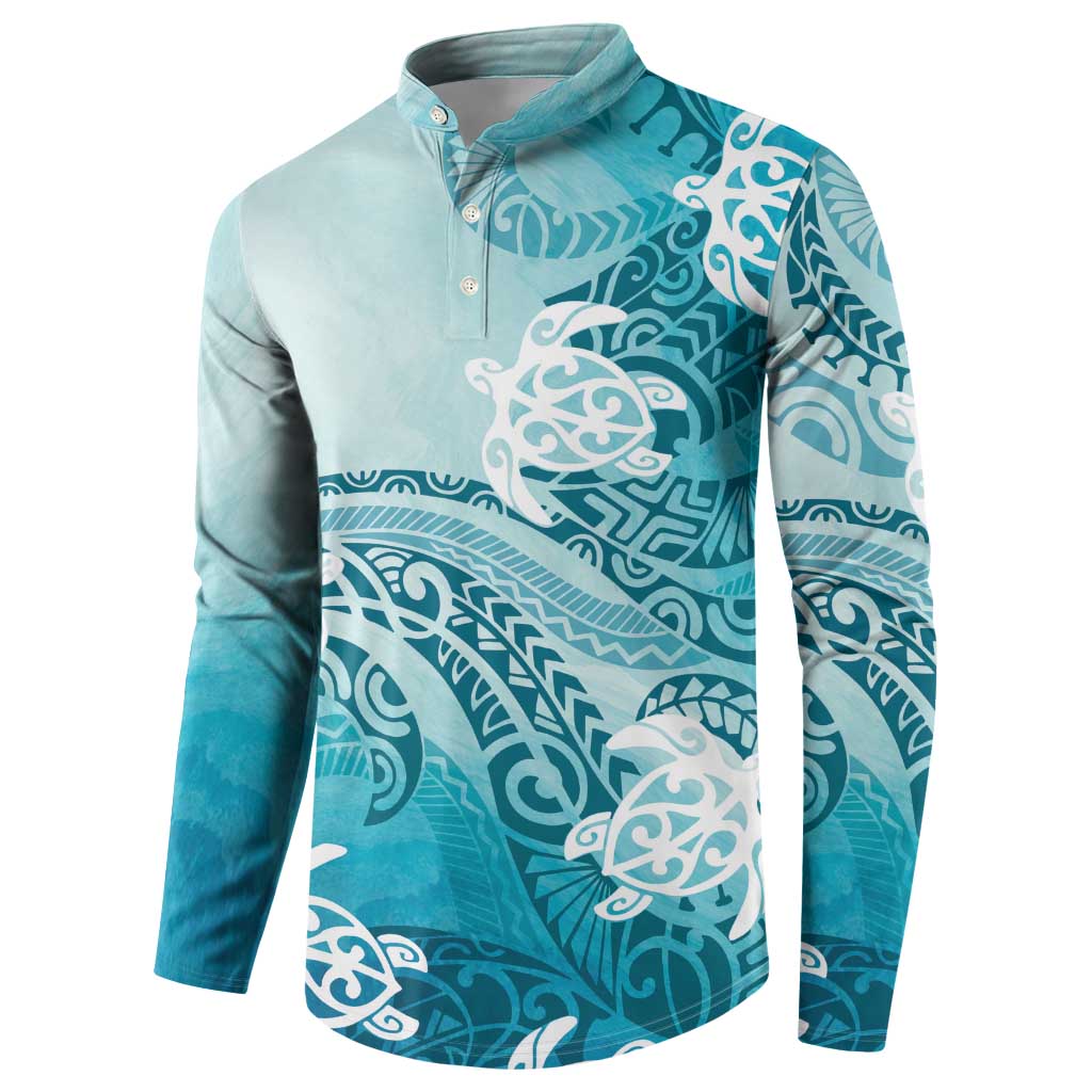 Polynesia Turtle Button Sweatshirt Watercolor Abstract Style LT7 - Polynesian Pride