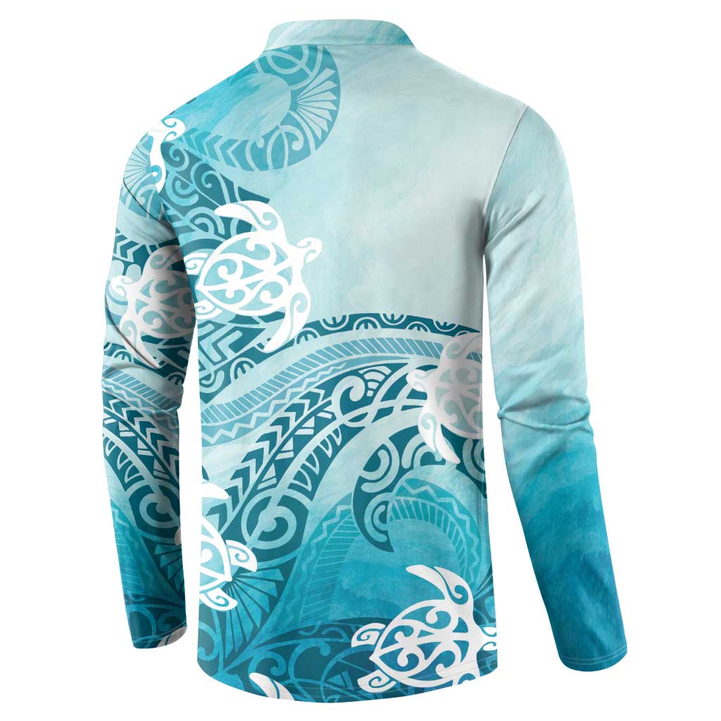 Polynesia Turtle Button Sweatshirt Watercolor Abstract Style LT7 - Polynesian Pride