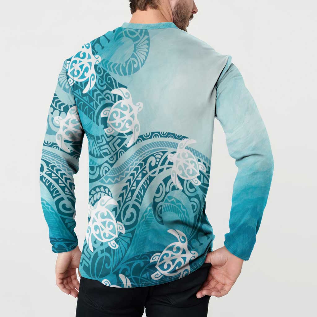 Polynesia Turtle Button Sweatshirt Watercolor Abstract Style LT7 - Polynesian Pride