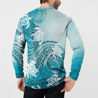 Polynesia Turtle Button Sweatshirt Watercolor Abstract Style LT7 - Polynesian Pride