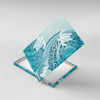 Polynesia Turtle Canvas Wall Art Watercolor Abstract Style LT7 With Frame Blue - Polynesian Pride