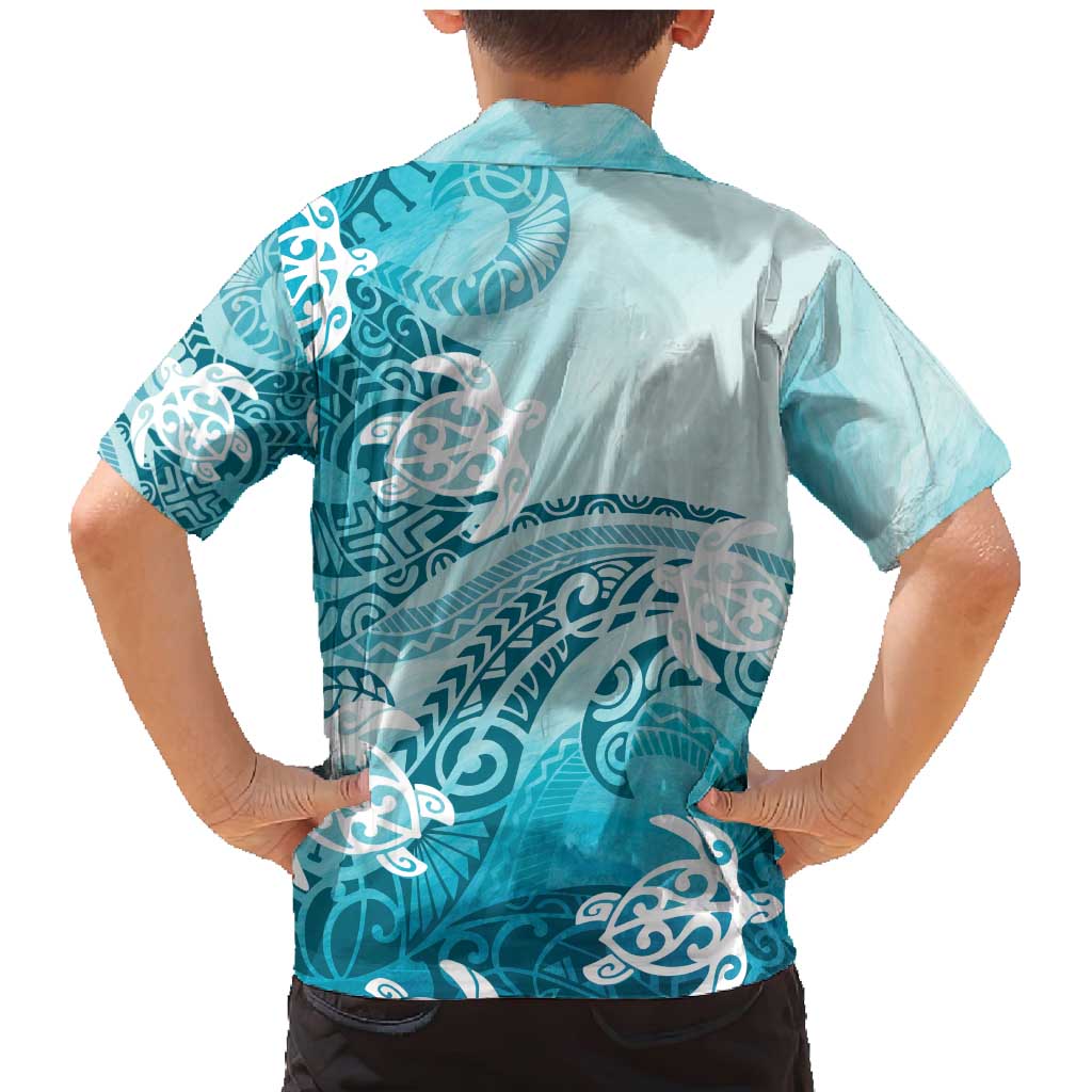Polynesia Turtle Family Matching Mermaid Dress and Hawaiian Shirt Watercolor Abstract Style LT7 - Polynesian Pride