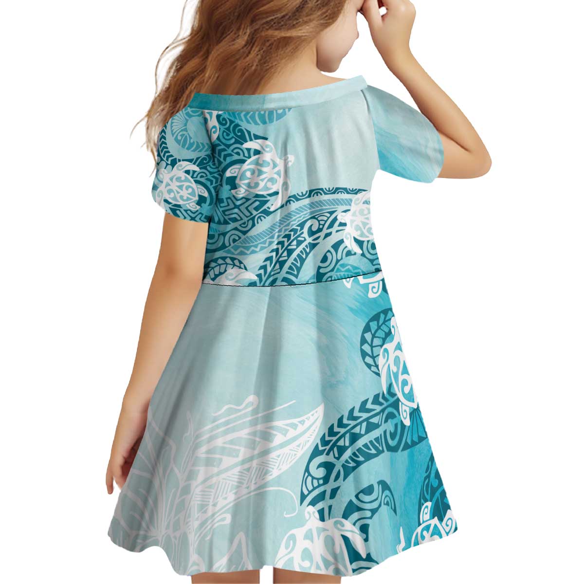 Polynesia Turtle Family Matching Off Shoulder Short Dress and Hawaiian Shirt Watercolor Abstract Style LT7 - Polynesian Pride