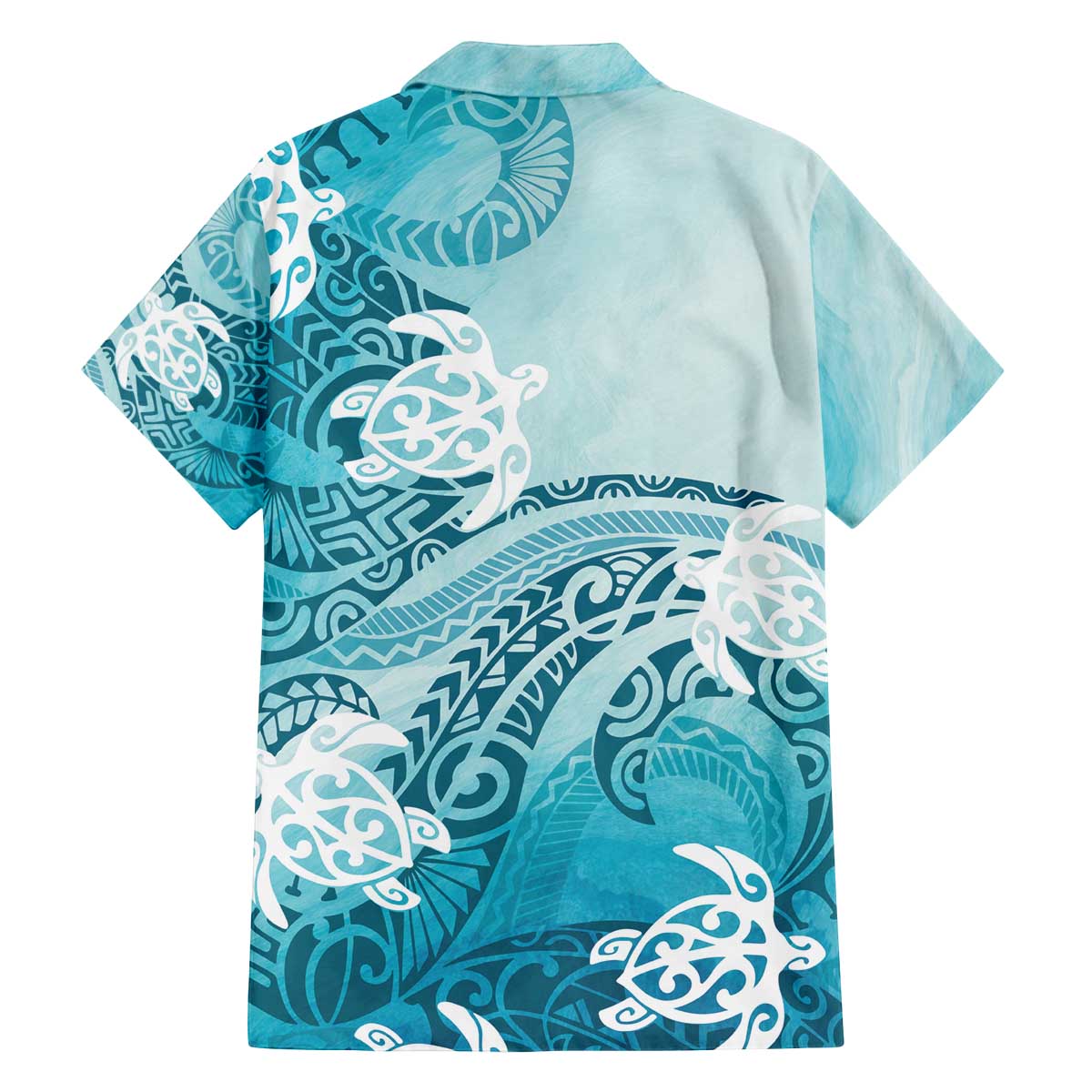 Polynesia Turtle Family Matching Puletasi and Hawaiian Shirt Watercolor Abstract Style