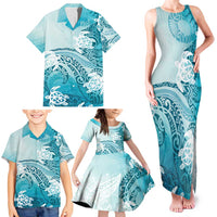 Polynesia Turtle Family Matching Tank Maxi Dress and Hawaiian Shirt Watercolor Abstract Style LT7 - Polynesian Pride
