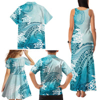 Polynesia Turtle Family Matching Tank Maxi Dress and Hawaiian Shirt Watercolor Abstract Style LT7 - Polynesian Pride