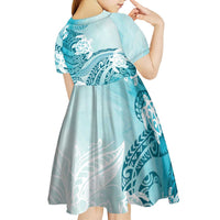 Polynesia Turtle Kid Short Sleeve Dress Watercolor Abstract Style LT7 - Polynesian Pride