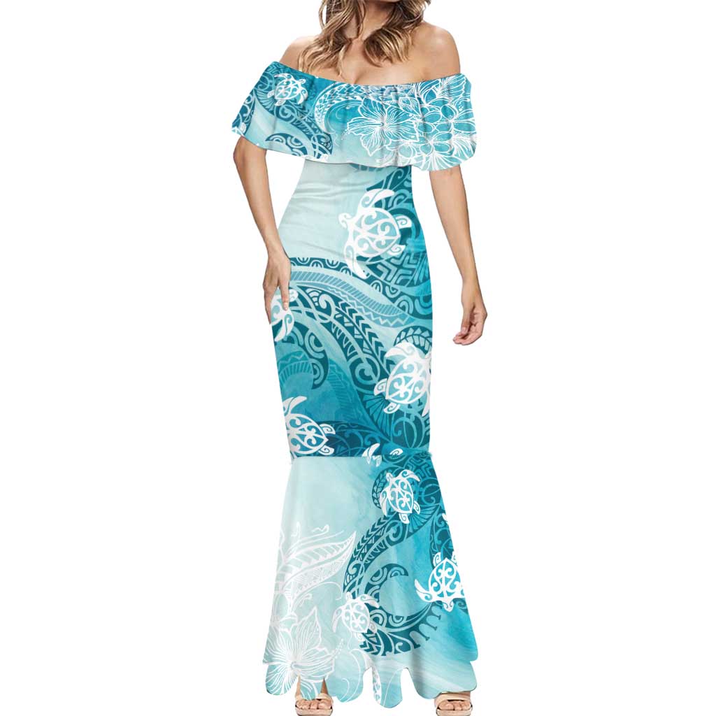 Polynesia Turtle Mermaid Dress Watercolor Abstract Style LT7 - Polynesian Pride