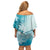 Polynesia Turtle Off Shoulder Short Dress Watercolor Abstract Style