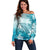 Polynesia Turtle Off Shoulder Sweater Watercolor Abstract Style