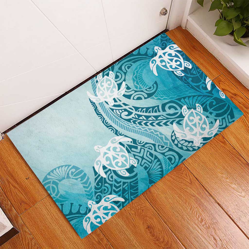 Polynesia Turtle Rubber Doormat Watercolor Abstract Style LT7 - Polynesian Pride