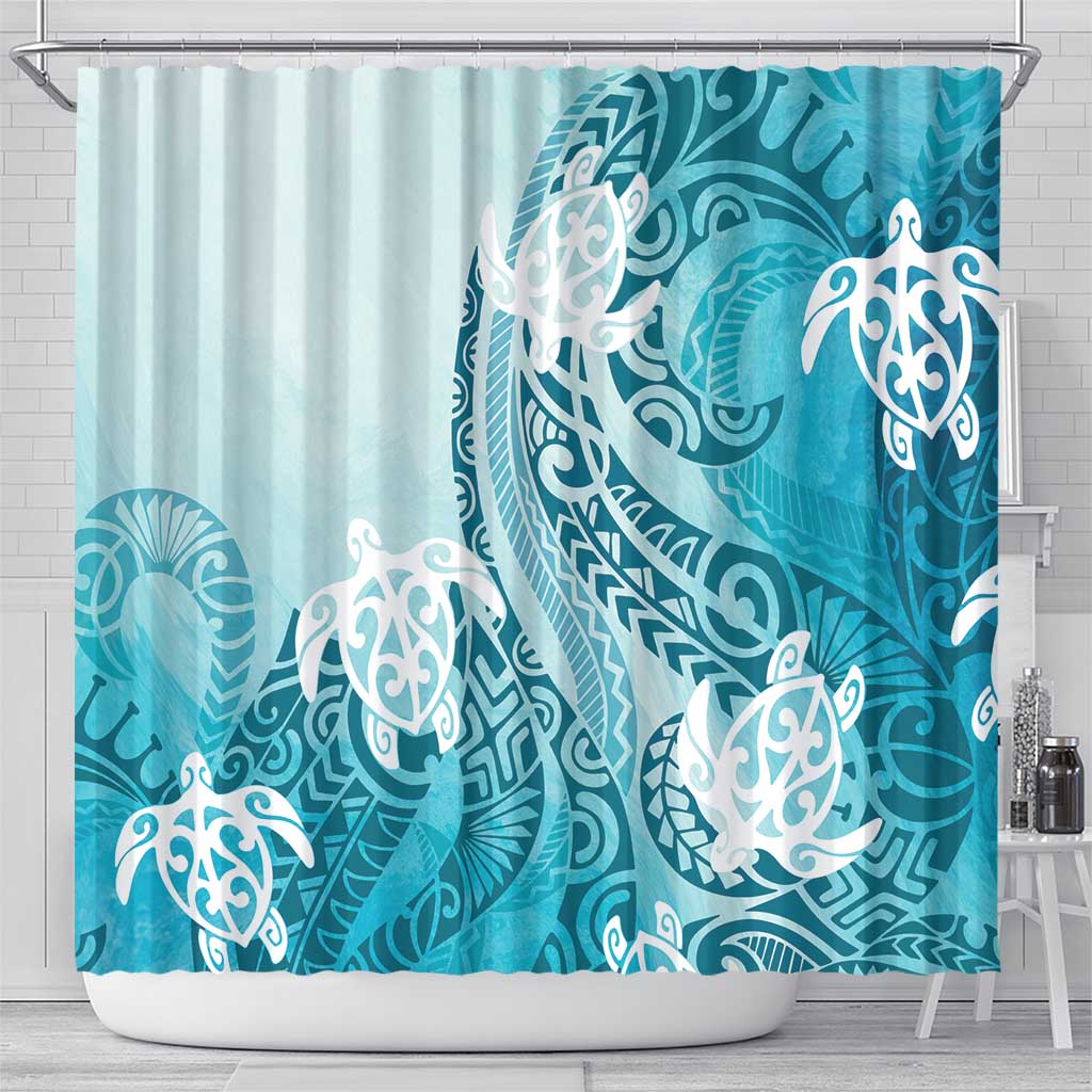 Polynesia Turtle Shower Curtain Watercolor Abstract Style LT7 - Polynesian Pride